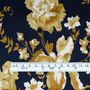 Night Blooms Silk Satin - Navy/Gold
