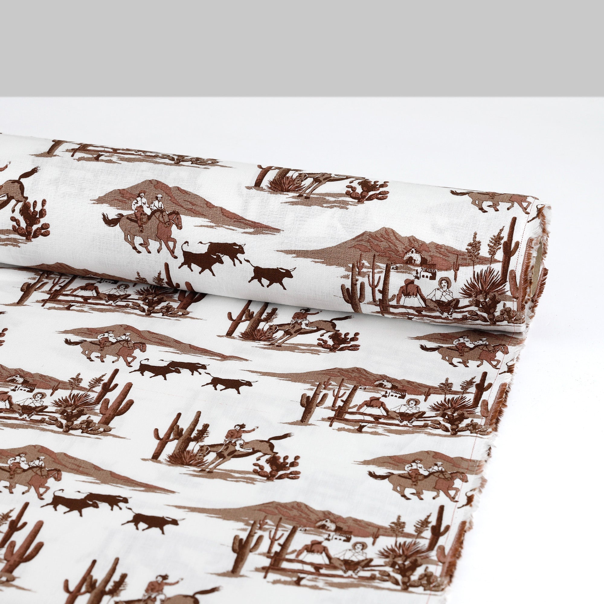 Retro Ranch Linen - White/Chocolate