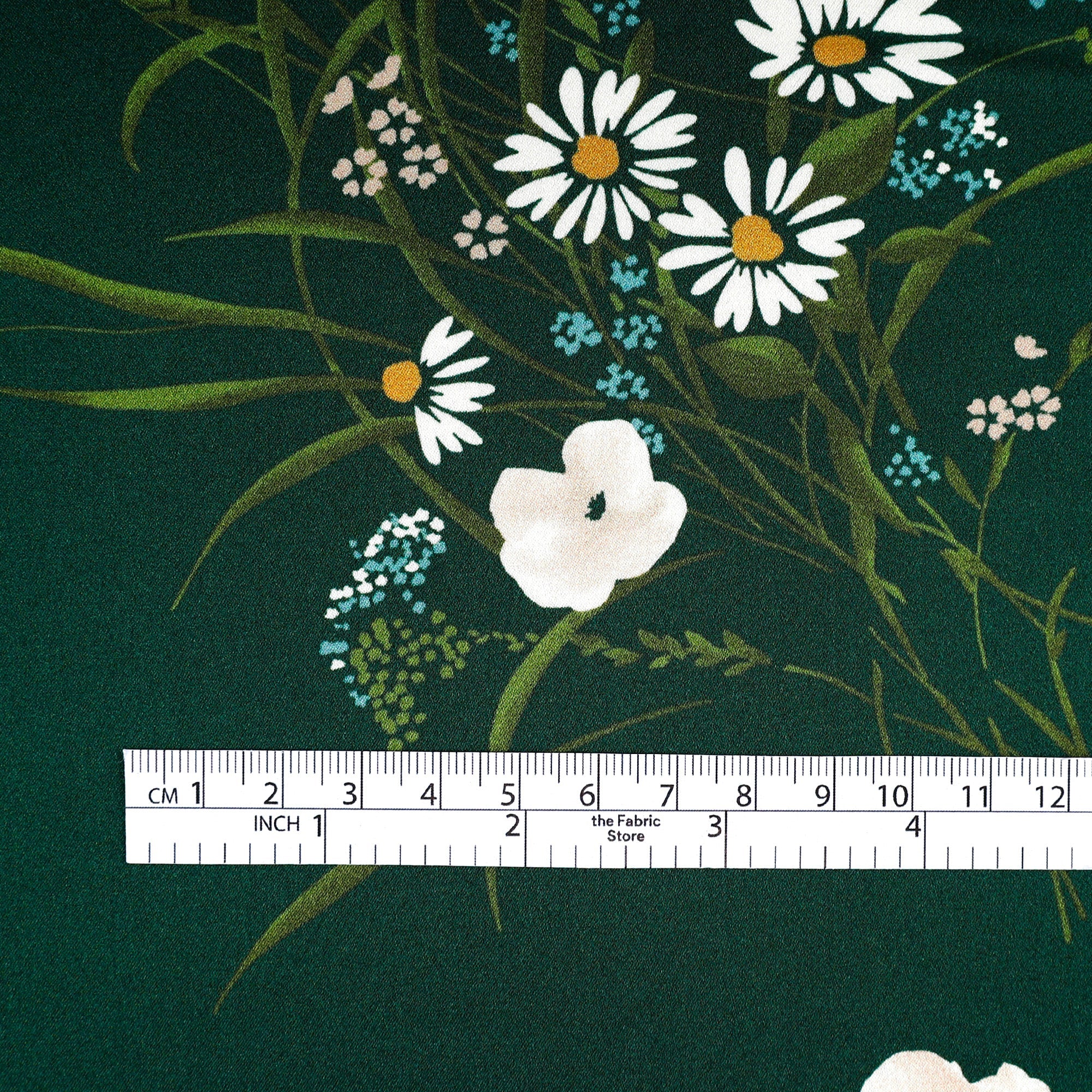 Meadow Blooms Silk Satin - Emerald