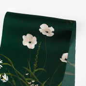 Meadow Blooms Silk Satin - Emerald