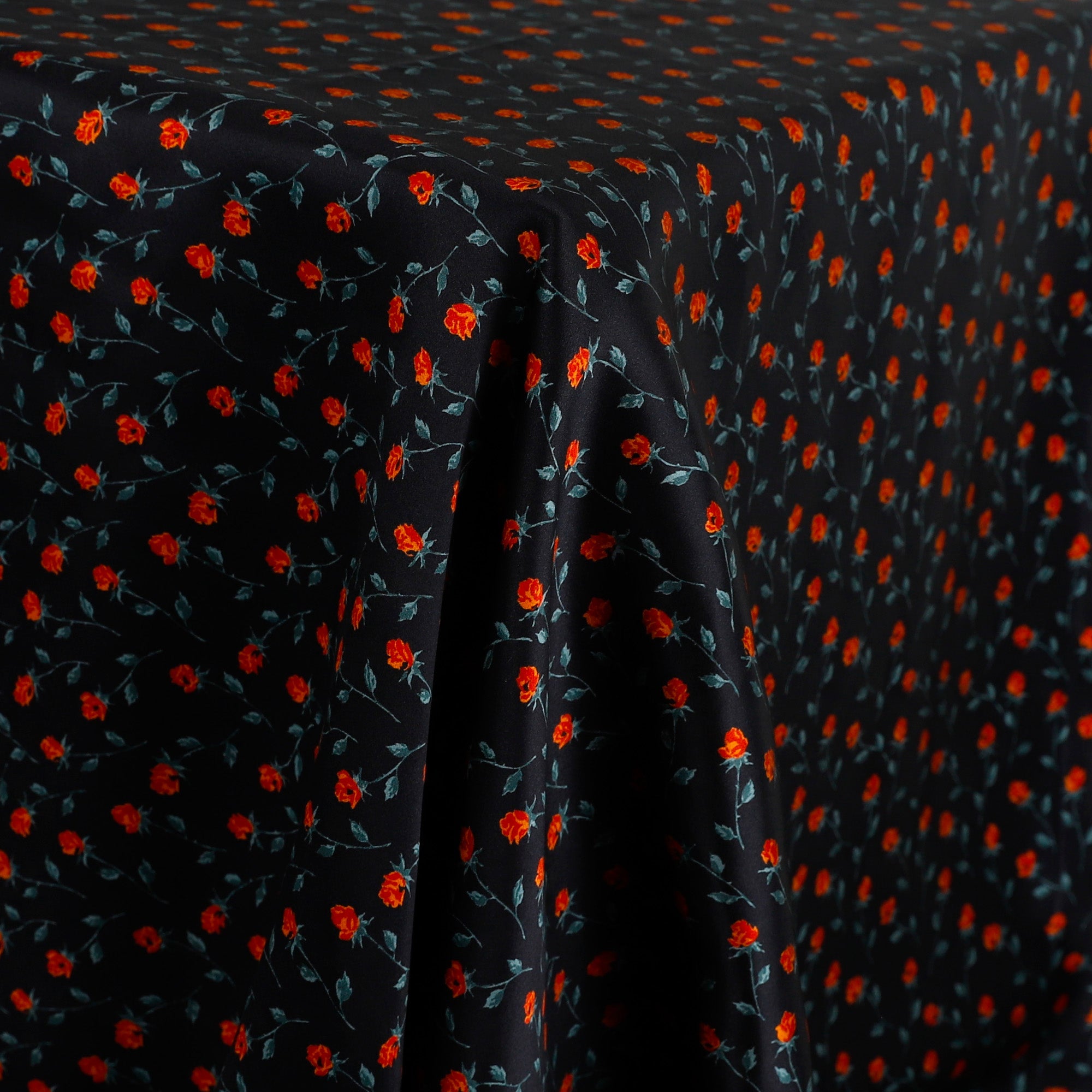 Mini Rose Silk Satin - Black Floral