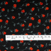 Mini Rose Silk Satin - Black Floral