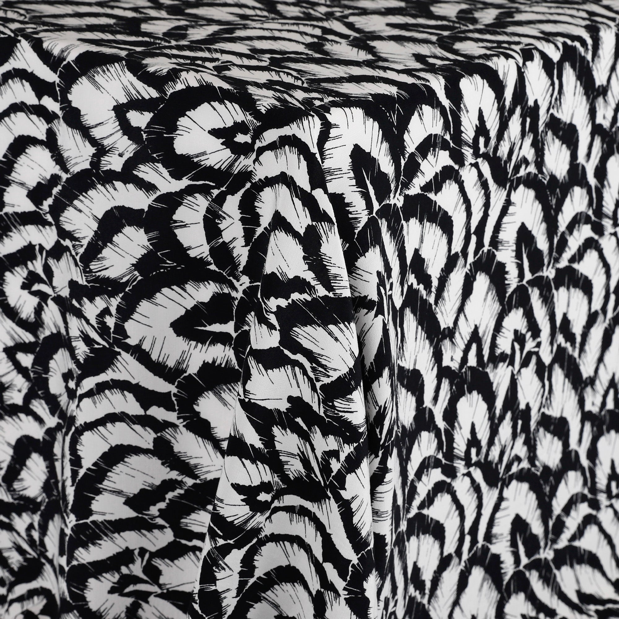 Abstract Print Viscose Crepe De Chine - Black