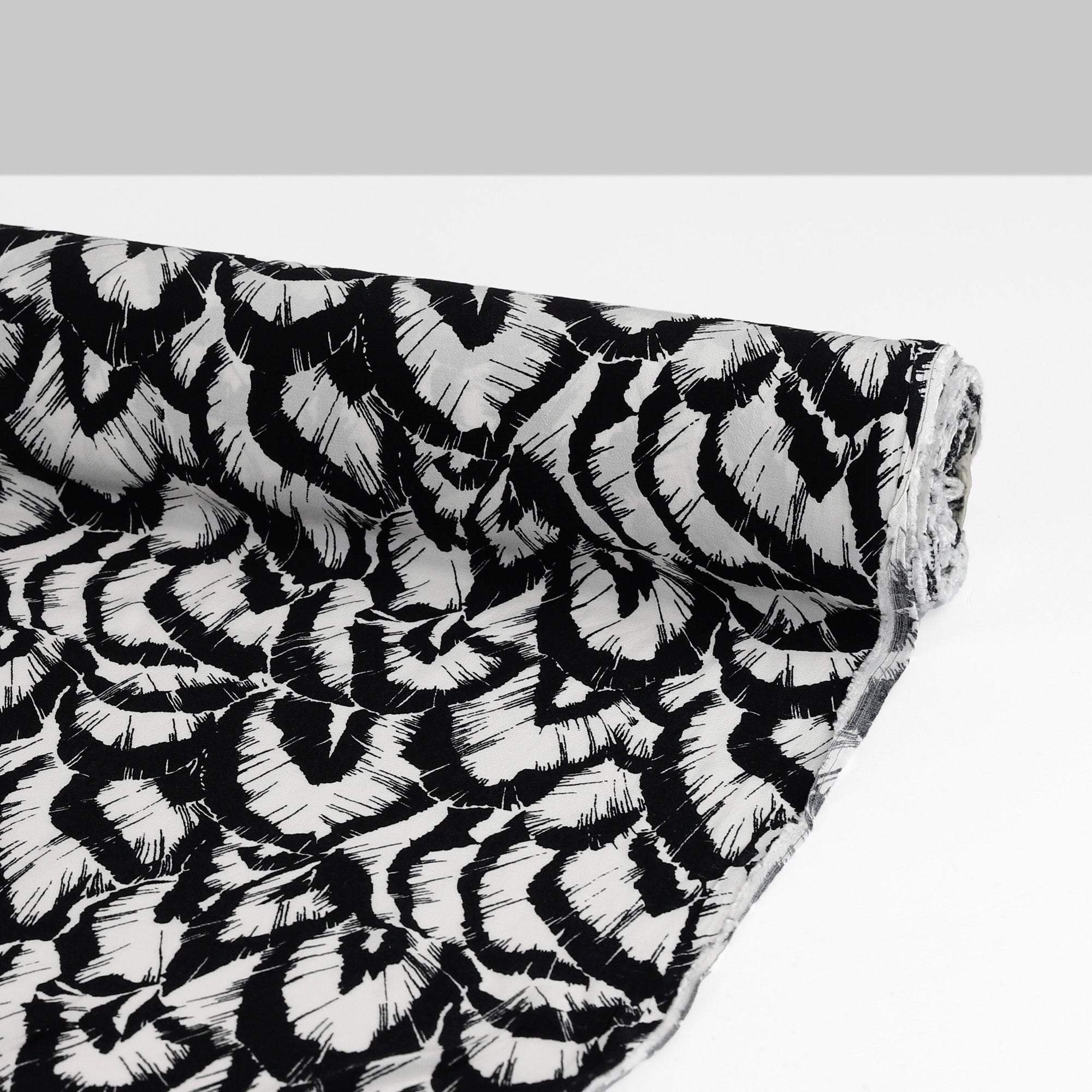 Abstract Print Viscose Crepe De Chine - Black