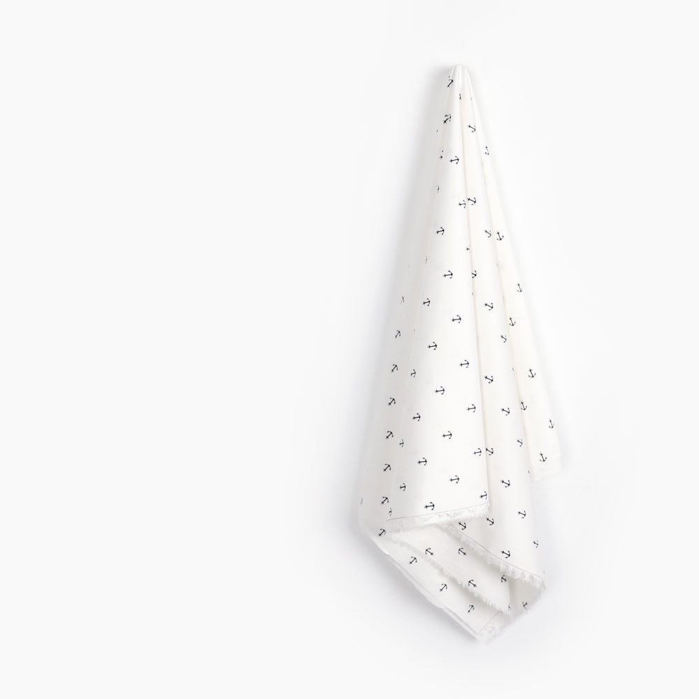Anchor Stretch Cotton Shirting - White