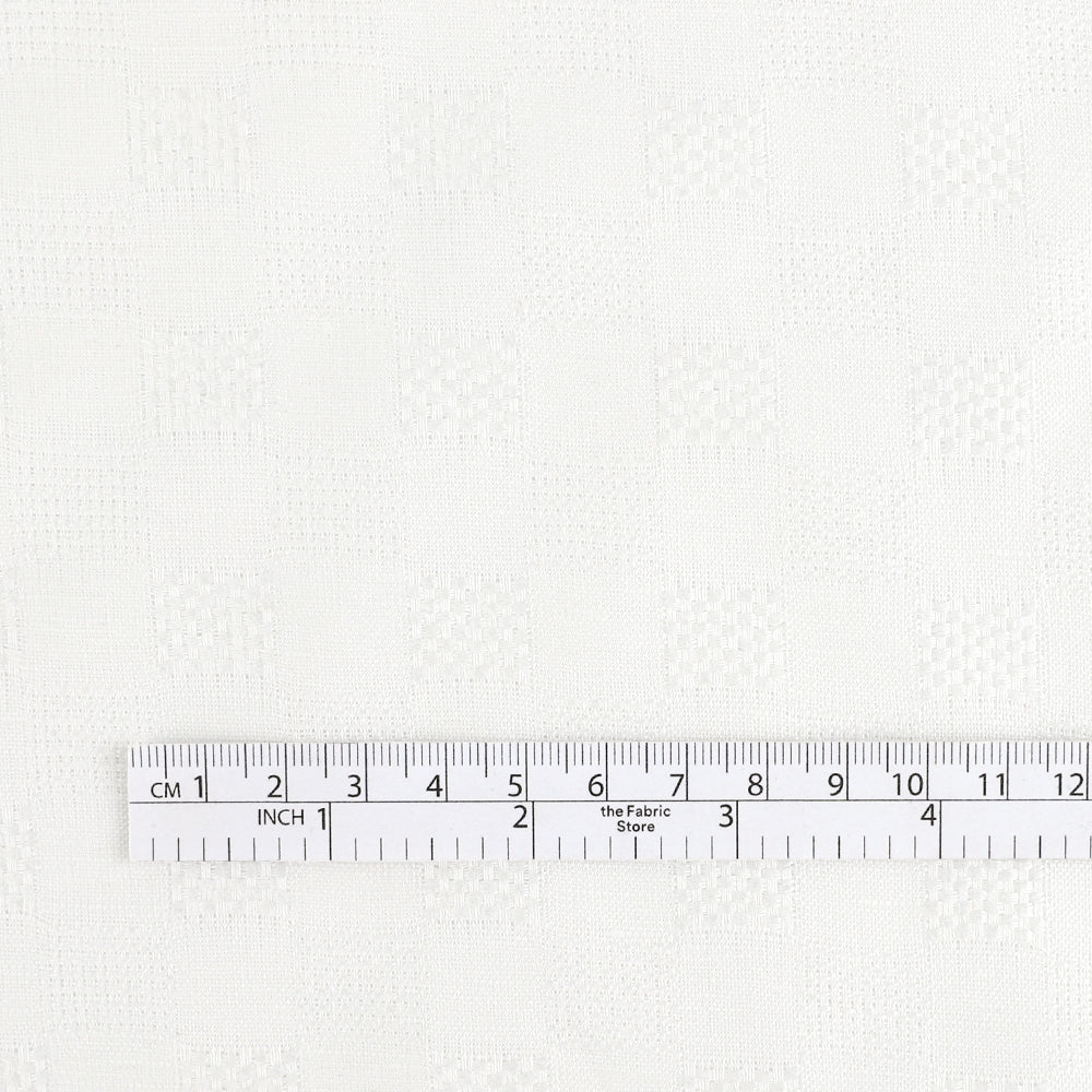 Basketweave Check Linen / Cotton - Ivory