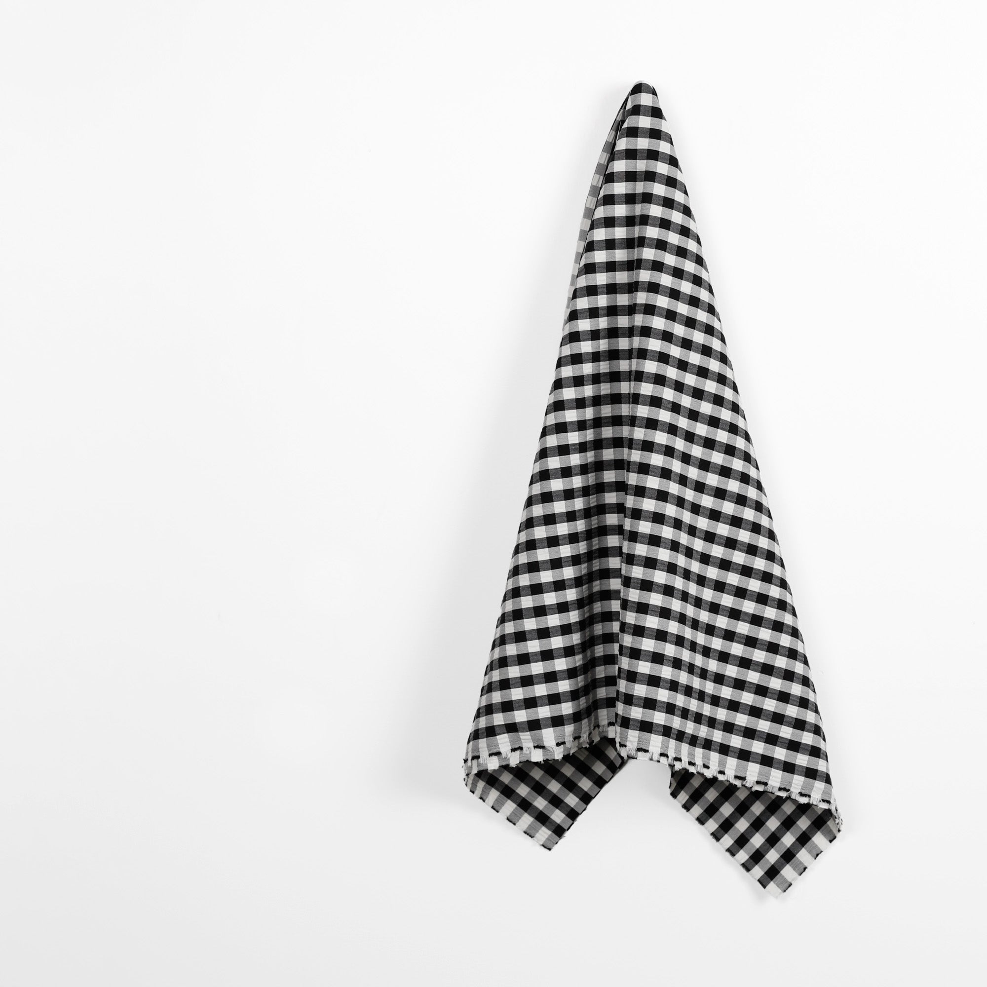 Stretch Cotton Seersucker Gingham - Black