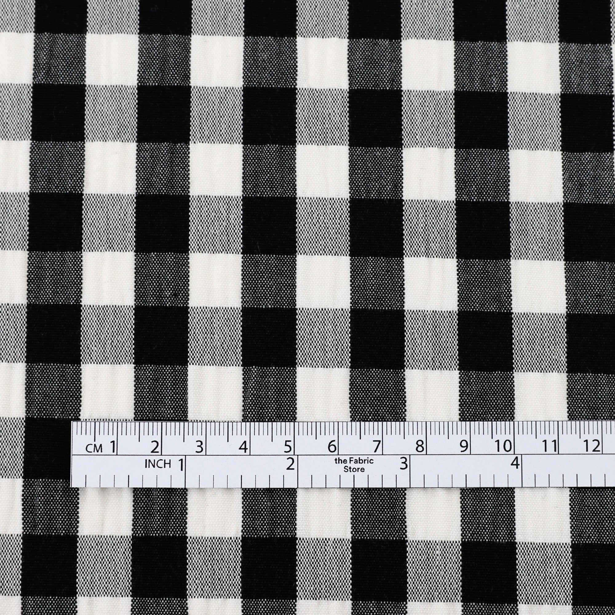 Stretch Cotton Seersucker Gingham - Black