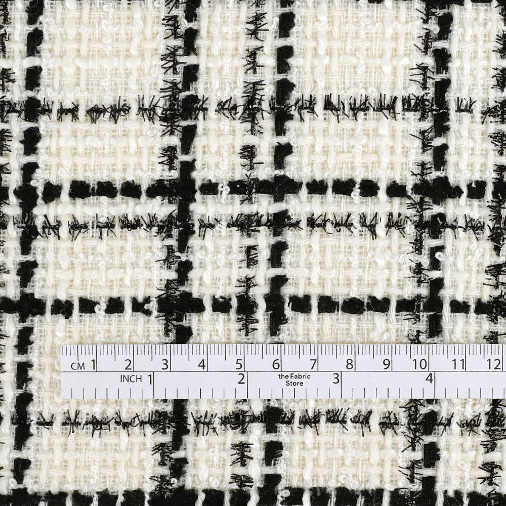 Shimmer Check Tweed - Black / White