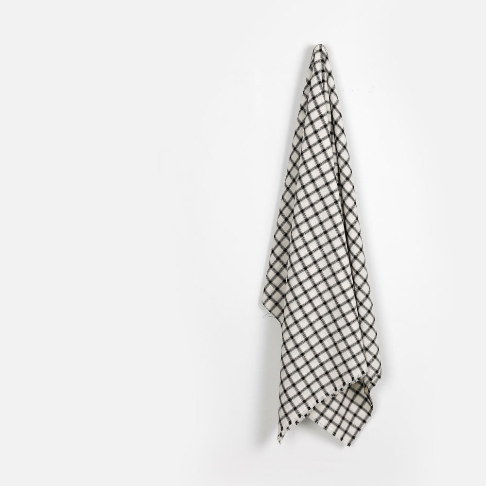 Crepe Check Wool Blend Suiting - Ivory/Black (2.2m Bundle)