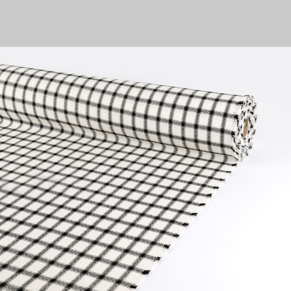 Crepe Check Wool Blend Suiting - Ivory/Black (2.2m Bundle)