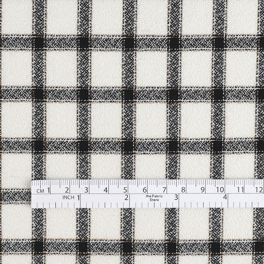 Crepe Check Wool Blend Suiting - Ivory/Black (2.2m Bundle)