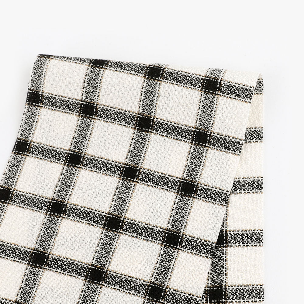 Crepe Check Wool Blend Suiting - Ivory/Black (2.2m Bundle)