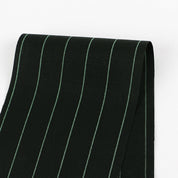 Green Pinstripe Wool / Viscose Suiting - Black