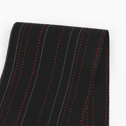 Red Thread Pinstripe Stretch Wool/Poly - Black (1.5m Bundle)