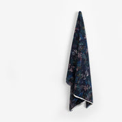 Layered Leaves Rayon Challis - Navy