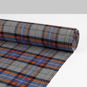 Brushed Cotton Twill Plaid - Blue/Orange