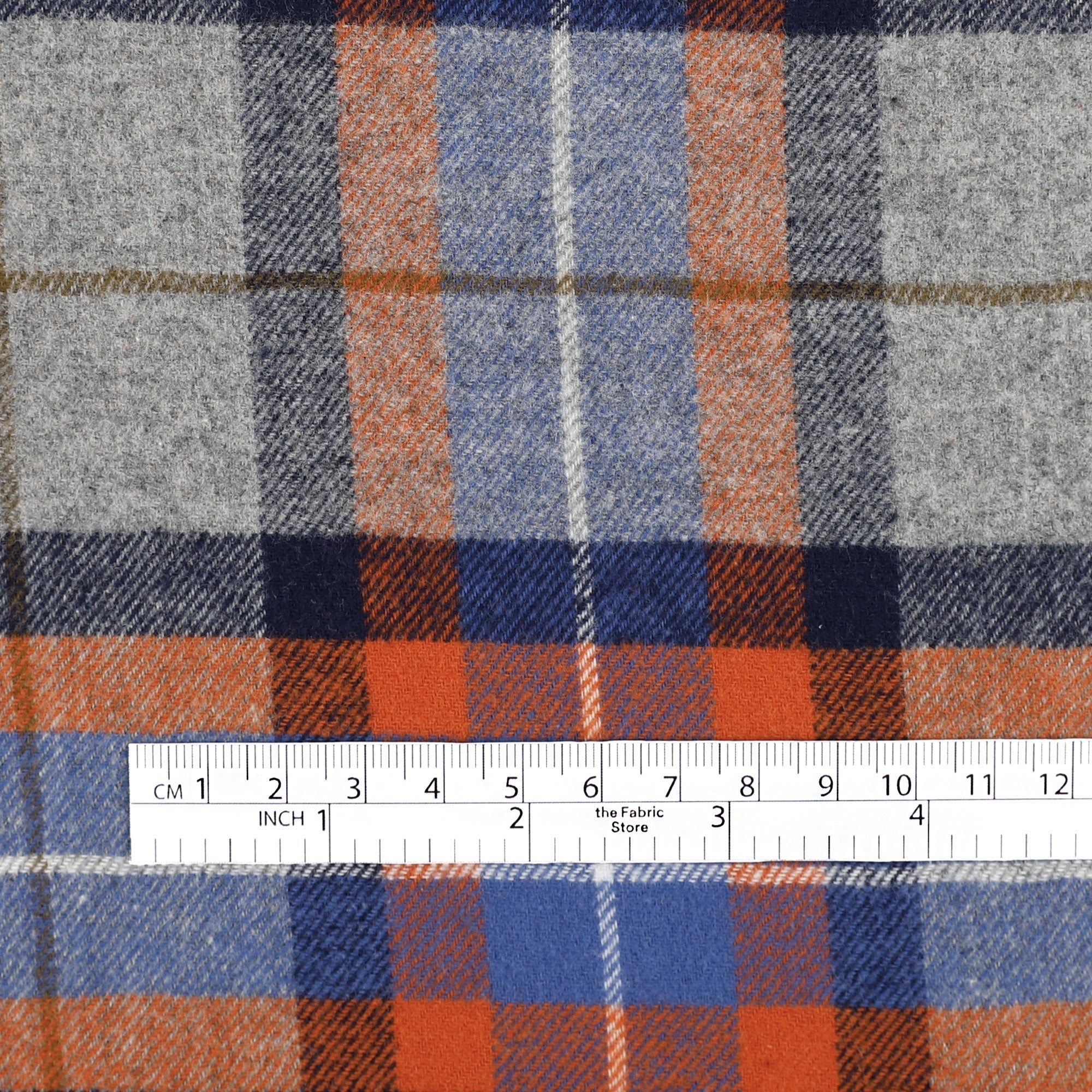 Brushed Cotton Twill Plaid - Blue/Orange