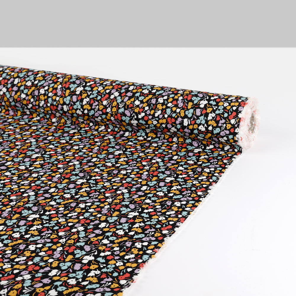 Canterbury Bells Viscose / Rayon Crepe - Black Multi