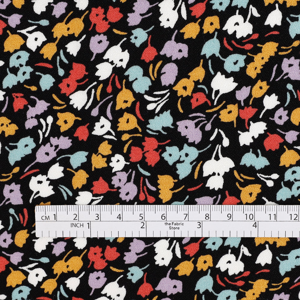 Canterbury Bells Viscose / Rayon Crepe - Black Multi
