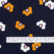 Mod Flower Viscose Crepe De Chine - Navy