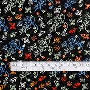 Ornamental Floral Viscose Challis - Black