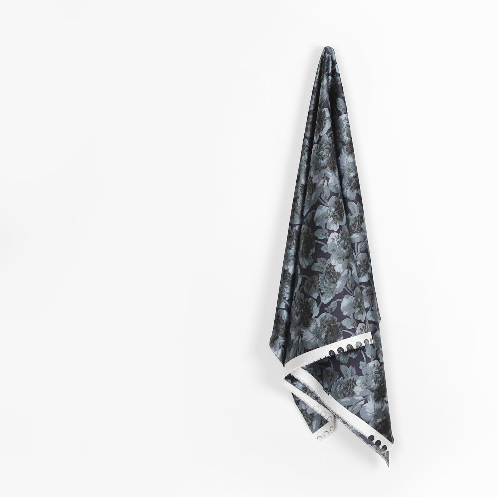 Peony Hammered Poly Satin - Grayscale