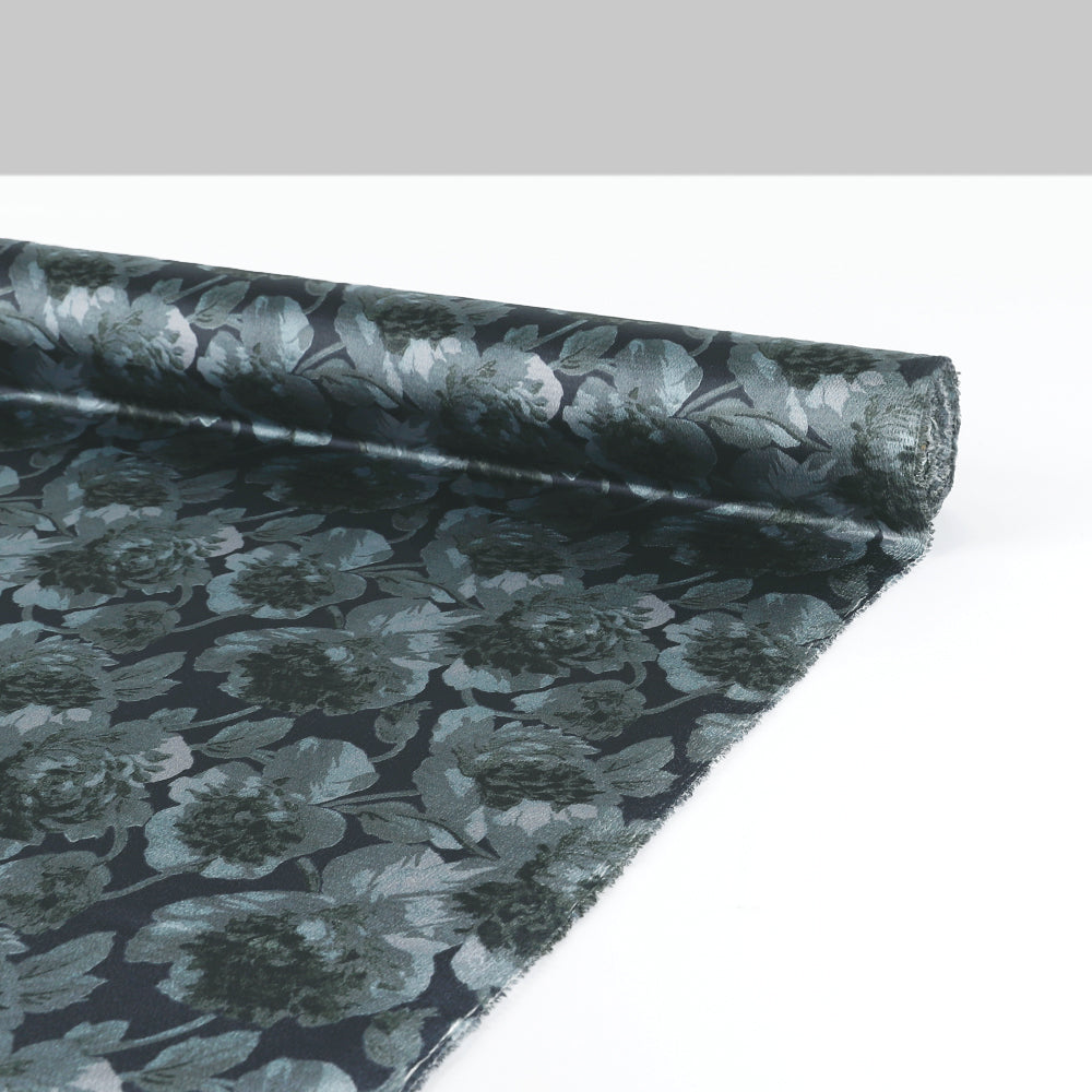 Peony Hammered Poly Satin - Grayscale