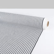 Crosshatch Stripe Cotton / Linen - White / Black
