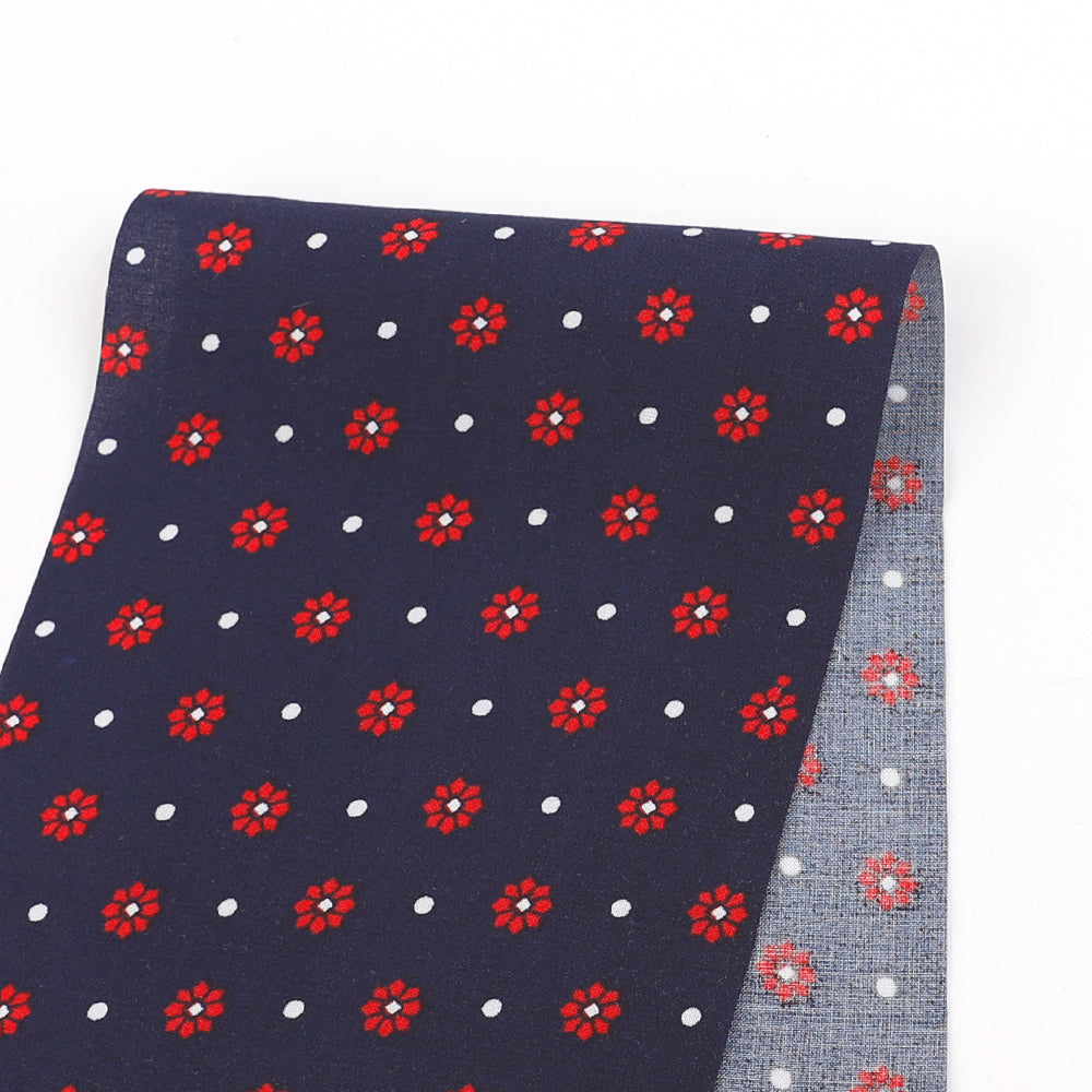 Small Flower Dot Motif Rayon Challis - Ink