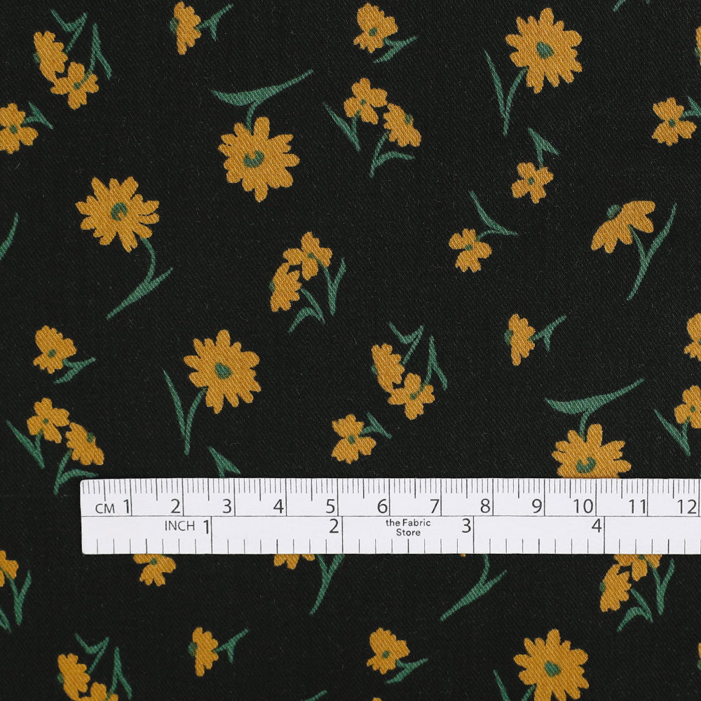 Calendula Cotton Blend Twill - Black