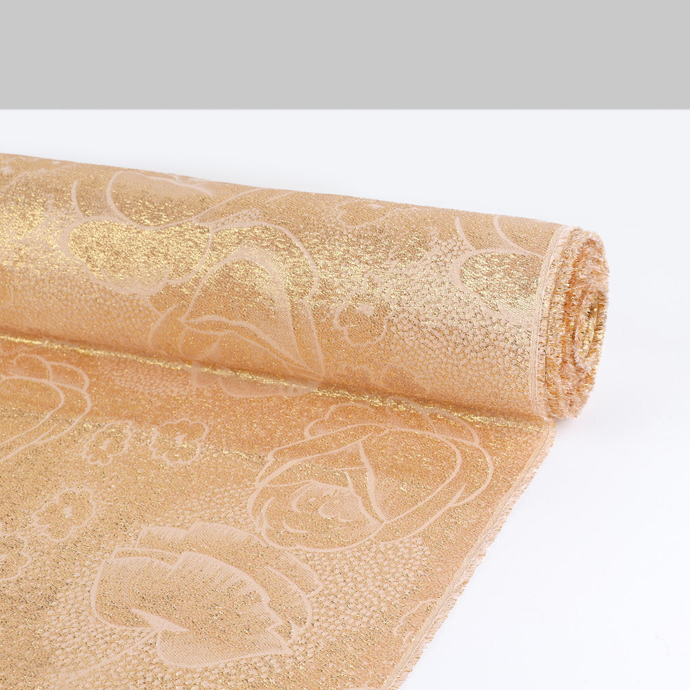 Deco Poppy Rose Silk Jacquard - Gold
