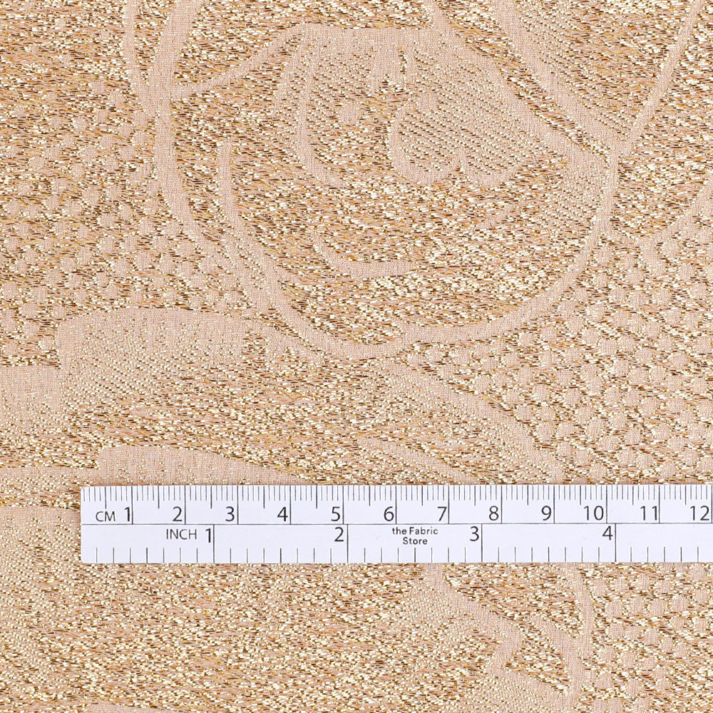 Deco Poppy Rose Silk Jacquard - Gold