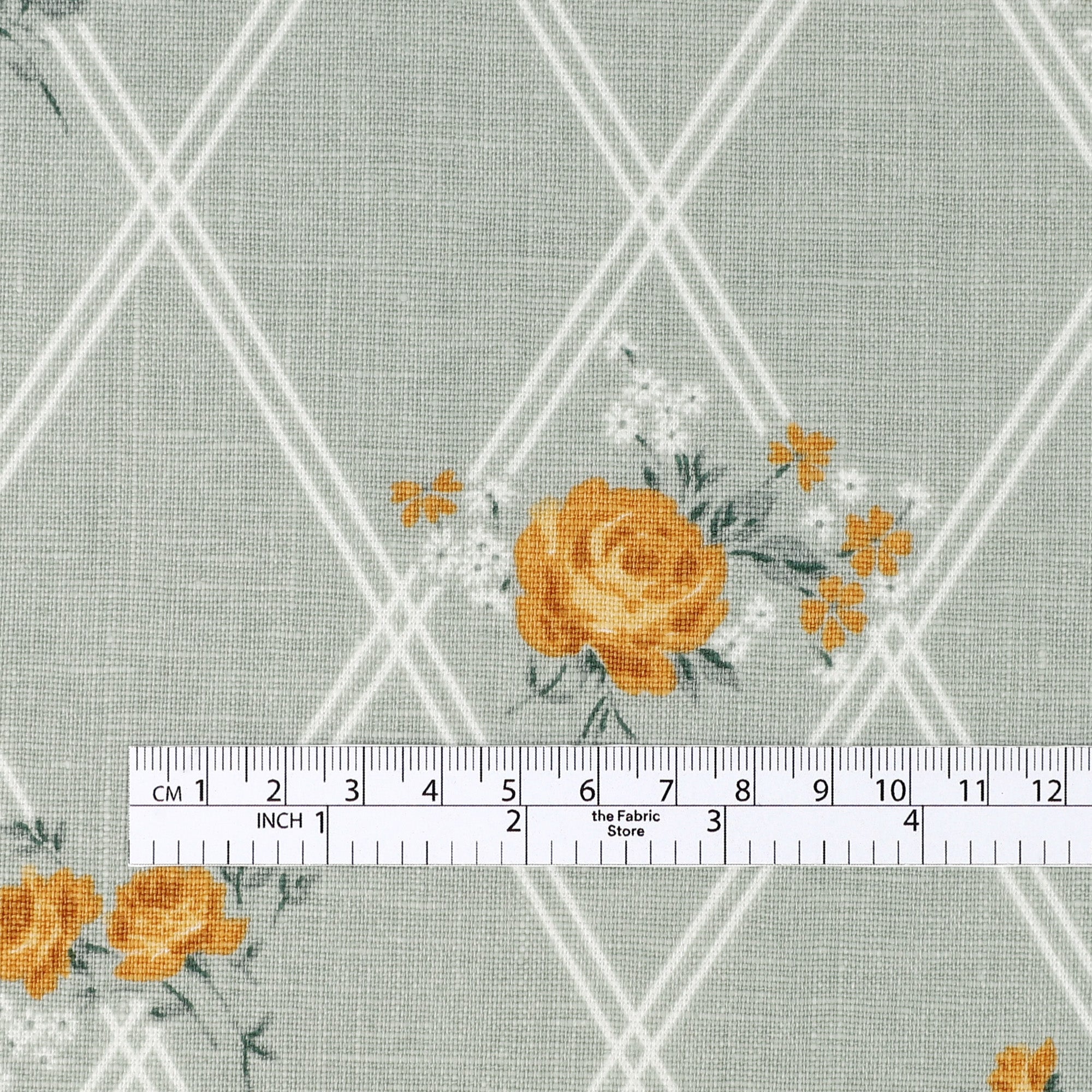 Rose Trellis Linen - Celadon