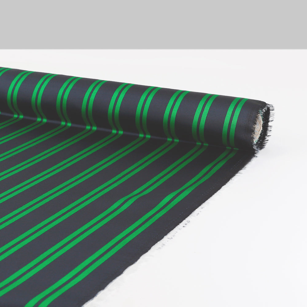 Twin Stripe Poly Twill - Ink / Emerald