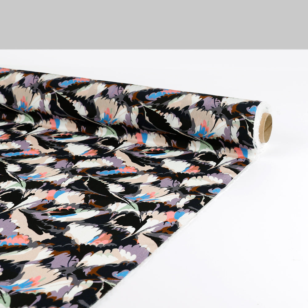 Ebru Marble Viscose Crepe de Chine - Twilight