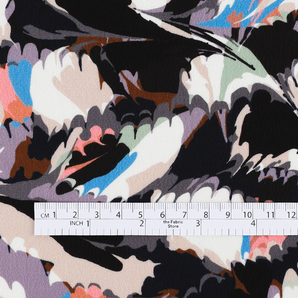 Ebru Marble Viscose Crepe de Chine - Twilight