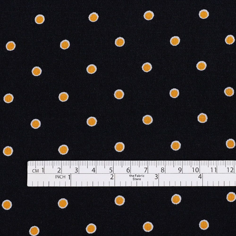 Yellow Spot Viscose Crepe - Midnight