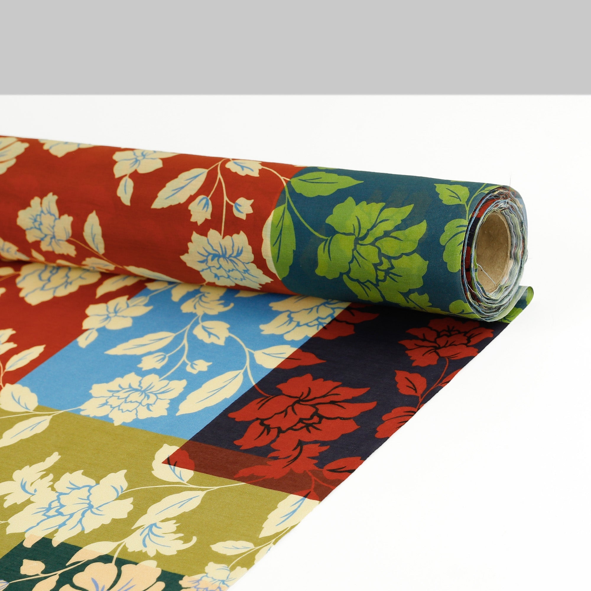 Flowering Vine Patchwork Cotton / Silk Voile - Multi