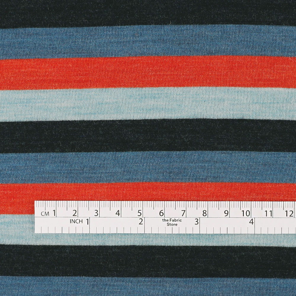 Four Stripe Merino Jersey - Orange / Blue