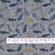 Fun Fish Linen Shirting - Bluestone