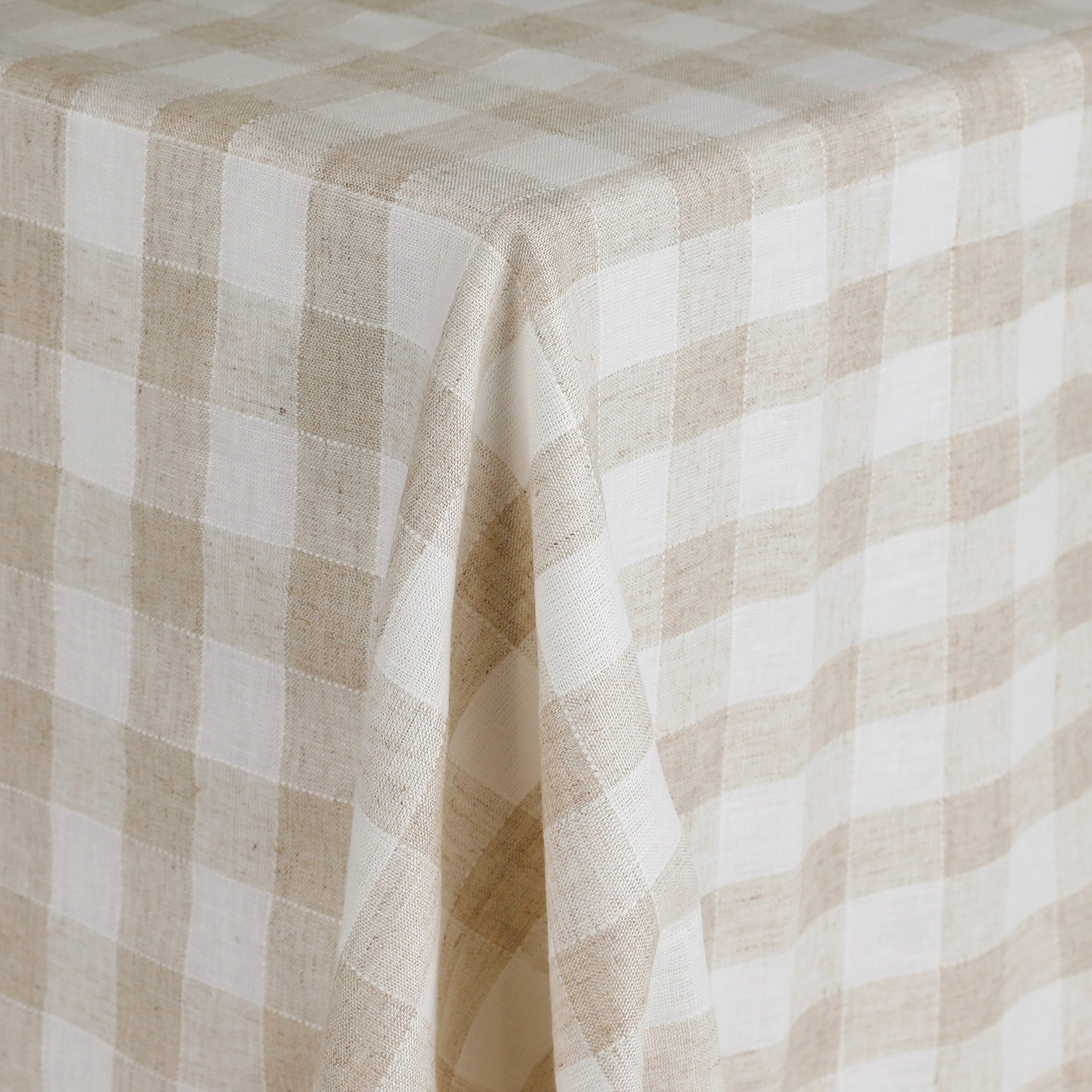 Gingham Viscose/BCI Cotton - Almond