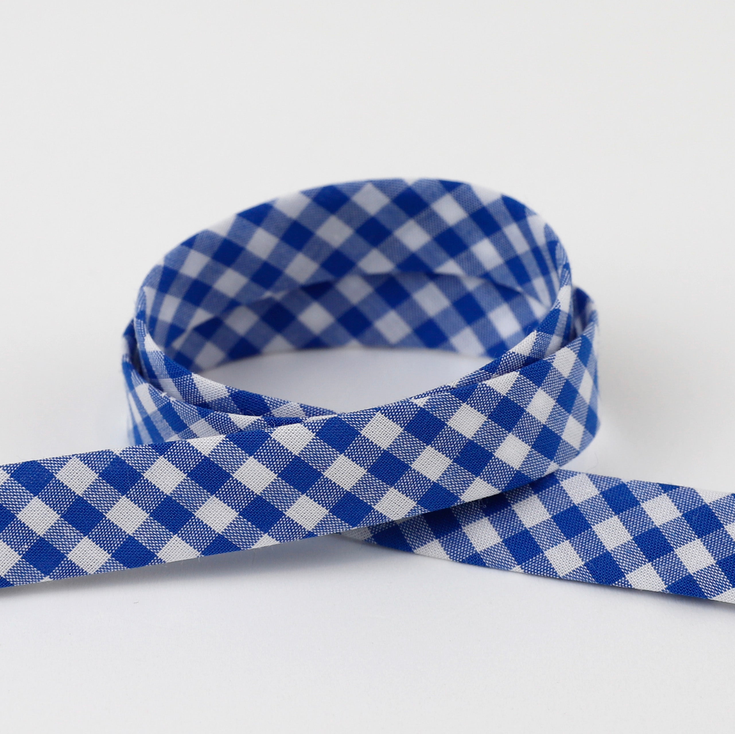 Small Gingham Cotton Bias Binding - True Blue