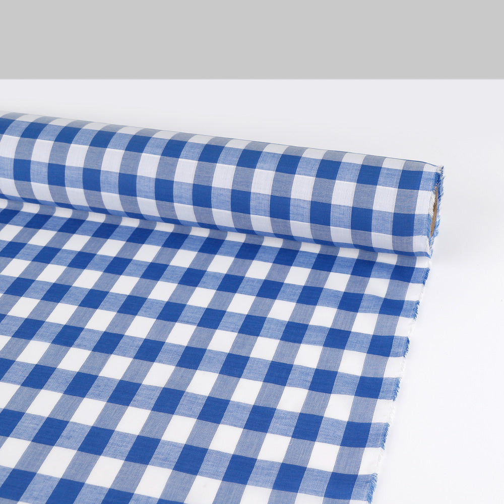 Tencel / Cotton Gingham - True Blue