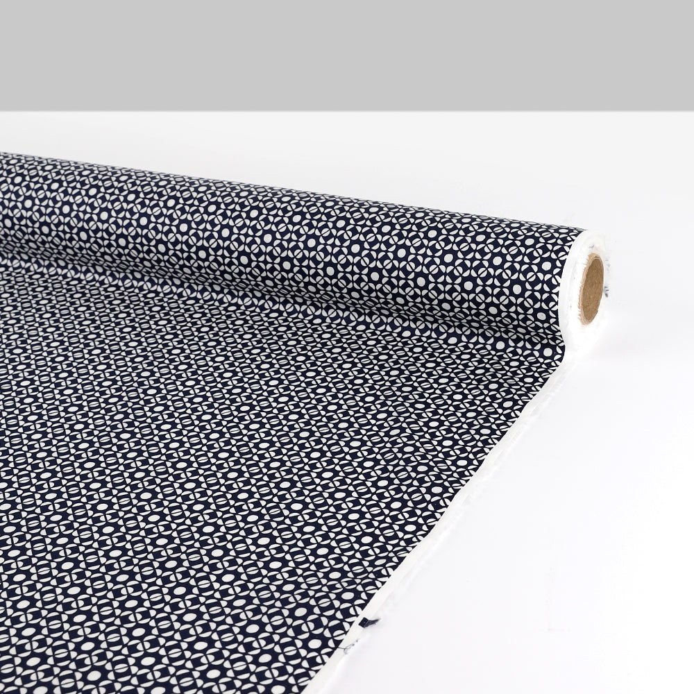 Semicircle Spot Cotton - Navy / White