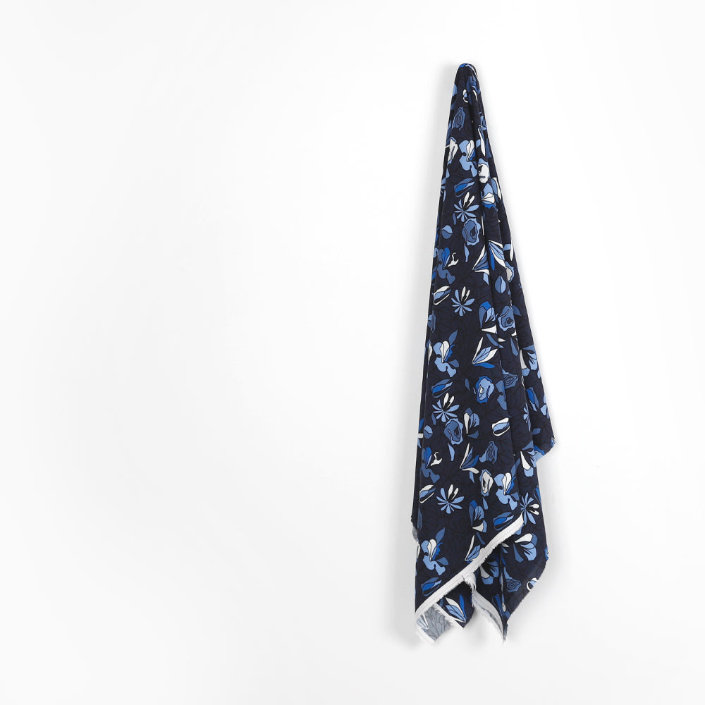 Hand-drawn Iris Viscose Challis - Midnight