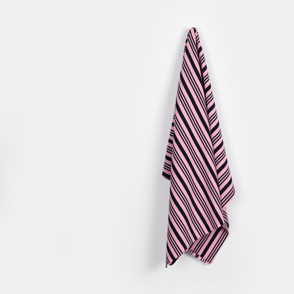 Striped Ripple Knit Poly / Viscose - Candy / Navy
