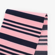 Striped Ripple Knit Poly / Viscose - Candy / Navy