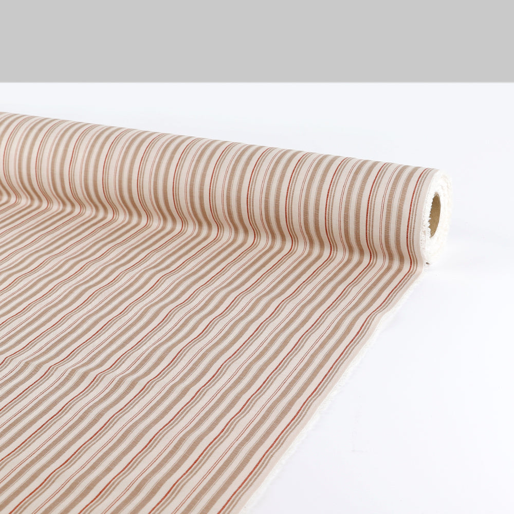 Herringbone Stripe Cotton / Triacetate - Fawn Mix
