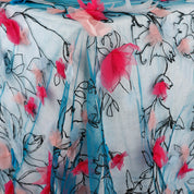 Big Honeysuckle 3D Embroidered Tulle - Teal